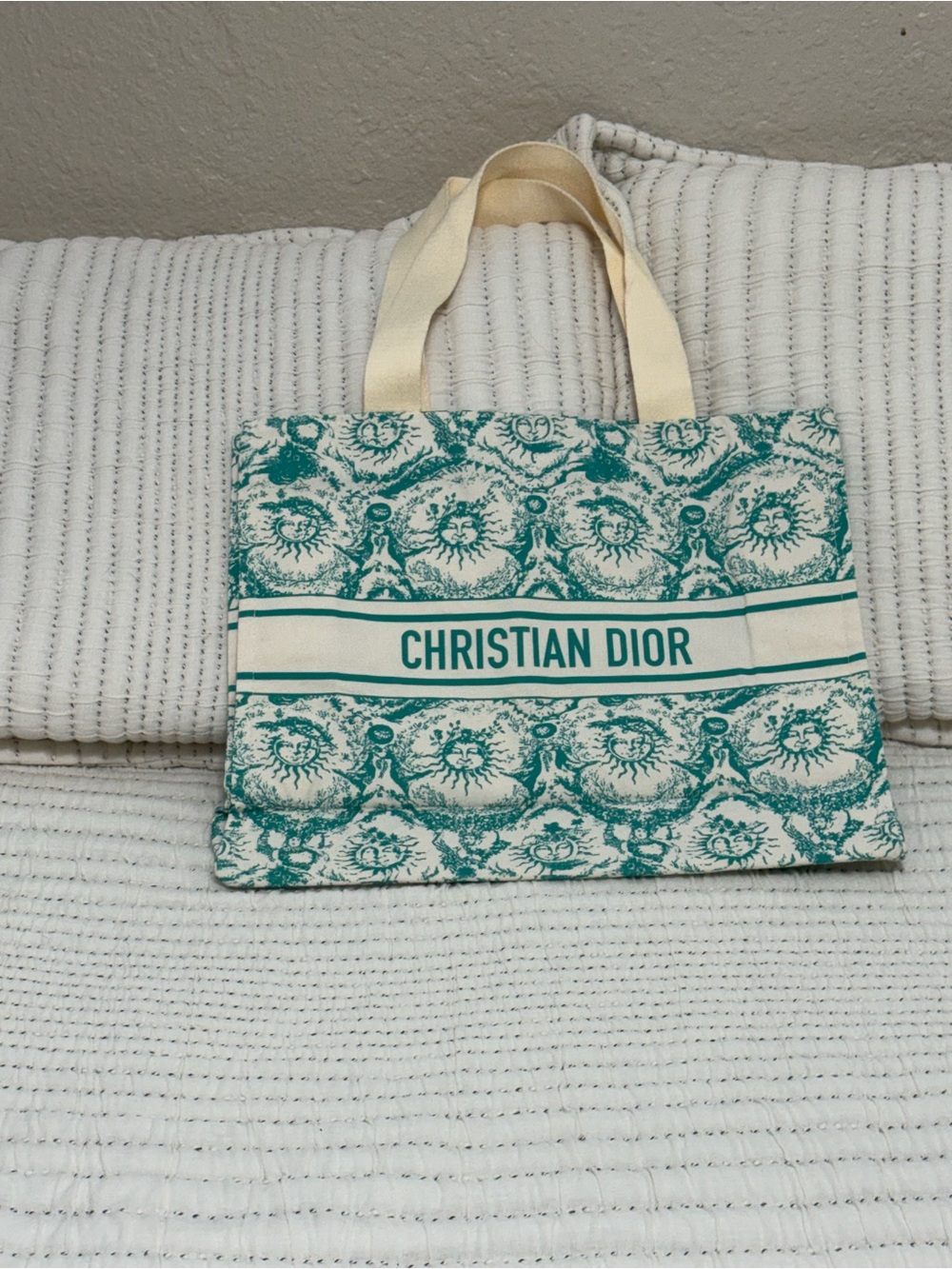 NEW Christian Dior Dioriviera GWP Canvas Tote Aquamarine/Teal and Cream